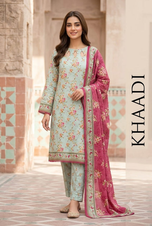 **Khaadi 3PCS ✨👗 | Elegant & Stylish Eastern Wear 🌸💫 | Only at ALISH FASHION 🛍️💖**