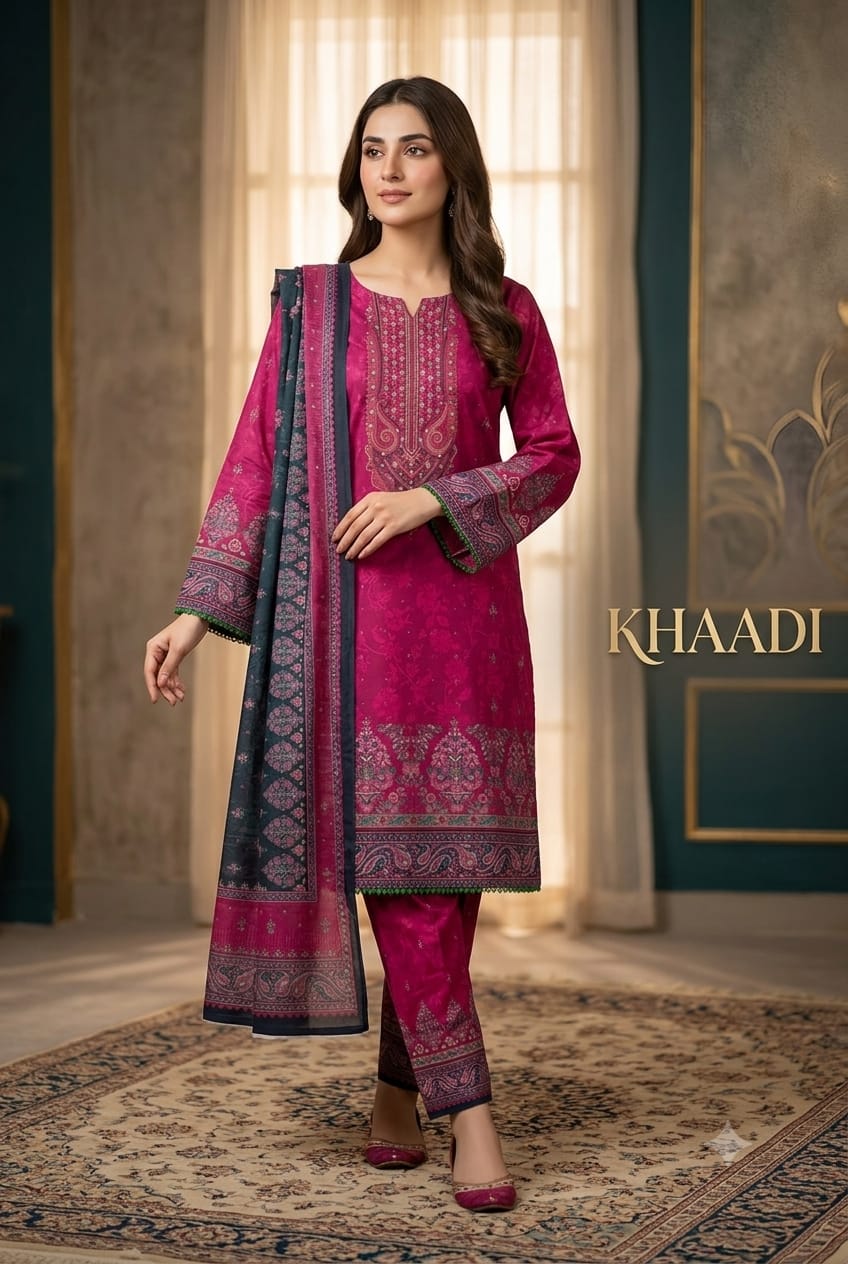 **Khaadi 3PCS ✨👗 | Elegant & Stylish Eastern Wear 🌸💫 | Only at ALISH FASHION 🛍️💖**
